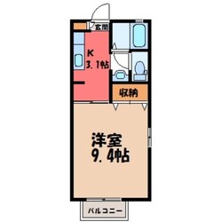 宇都宮駅 バス7分  東町下車：停歩2分 2階の物件間取画像